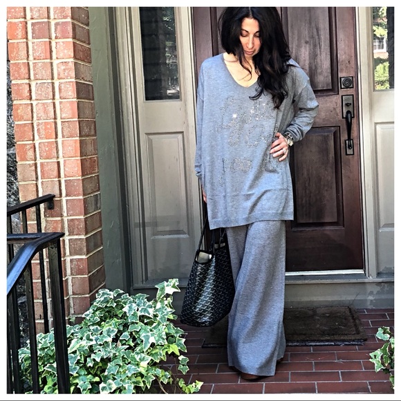 ✨LAST ONE✨PARIS Blackknit tie waist wide leg pants - Picture 8 of 8